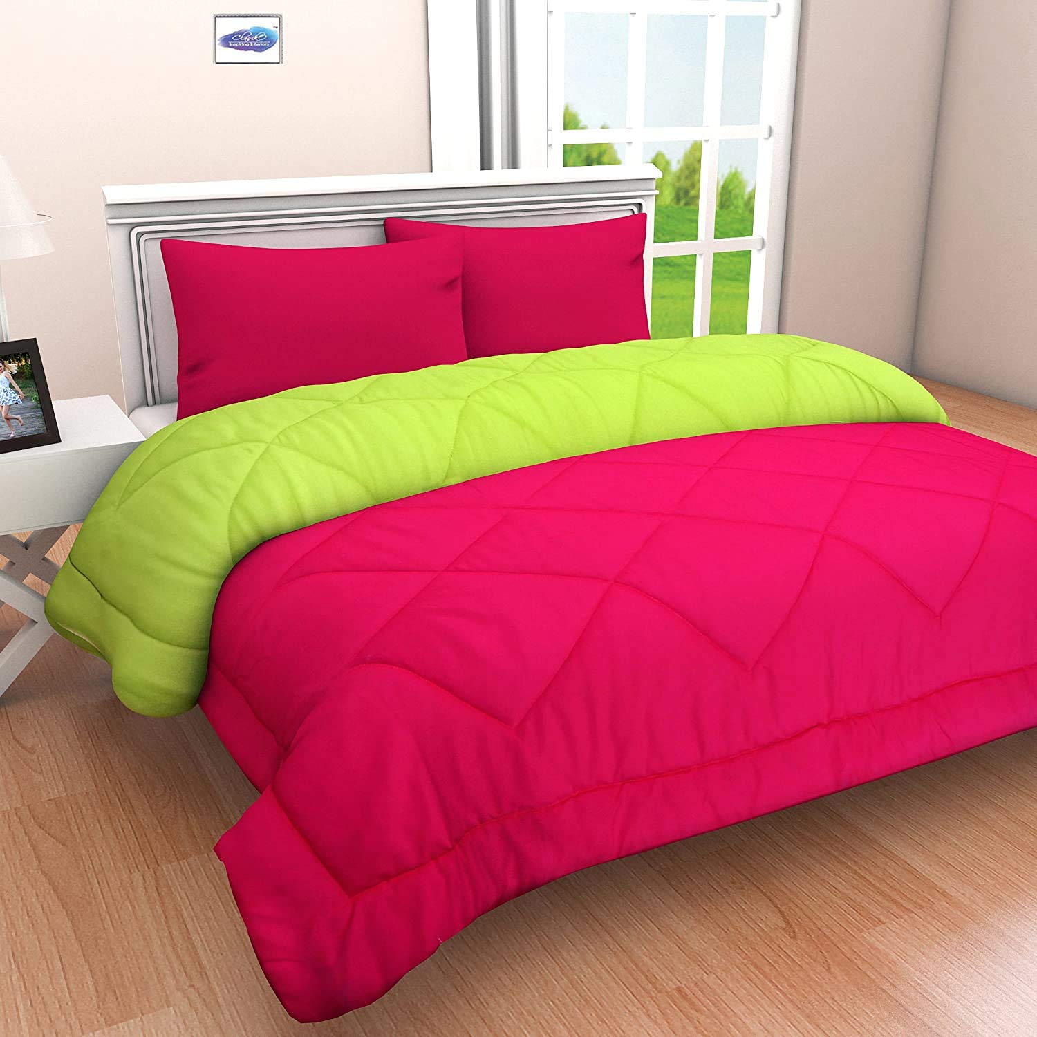 Svt Microfiber 200Tc Comforter (Double_Pink & Green)