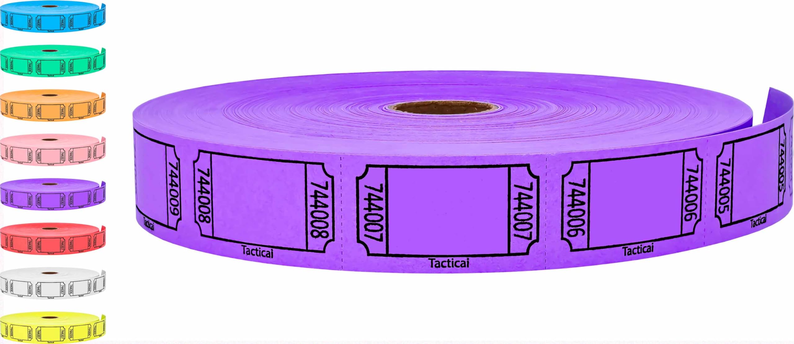Tacticai 2000 Raffle Tickets, Blank, Purple (8 Color Selection), Single Roll, Ticket For Events, Entry, Class Reward, Fundraiser