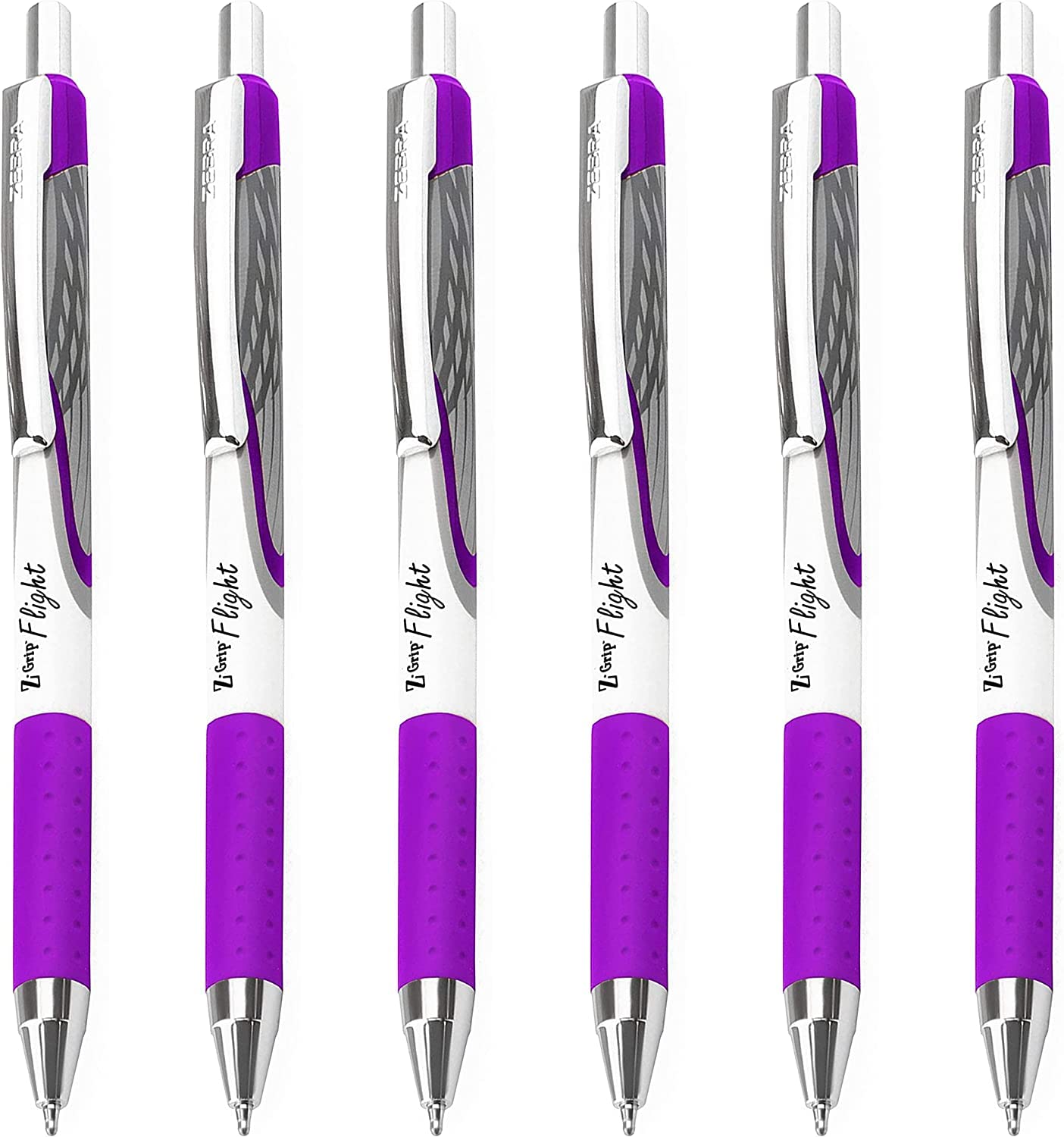 Zebra Classic Z-Grip Flight Ballpoint Pens - 1.2Mm - Purple - Pack Of 6