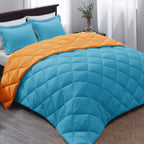 Basic Beyond King Size Comforter Set - Peacock Blue And Orange Comforter Set, Reversible King Bed Comforter Set For All Seasons, 1 Comforter (104'X92') And 2 Pillow Shams (20'X36'+2')