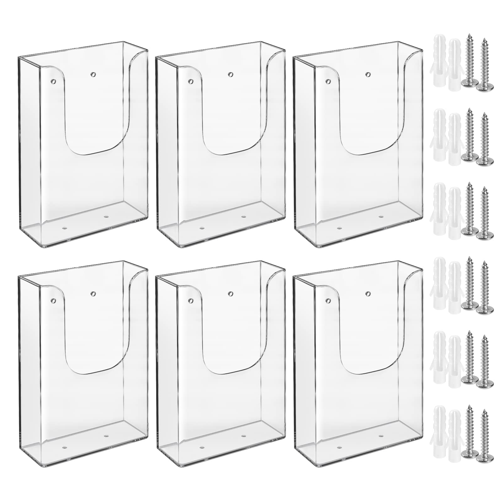 Zavekia Brochure Holder, 4 X 6 Inches Brochure Holder Wall Mount Literature Holder Clear Flyer Holder Wall Mounted (6 Pack)