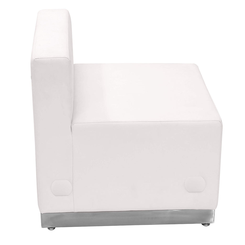 Flash Furniture HERCULES Alon Series White LeatherSoft Chair with Brushed Stainless Steel Base