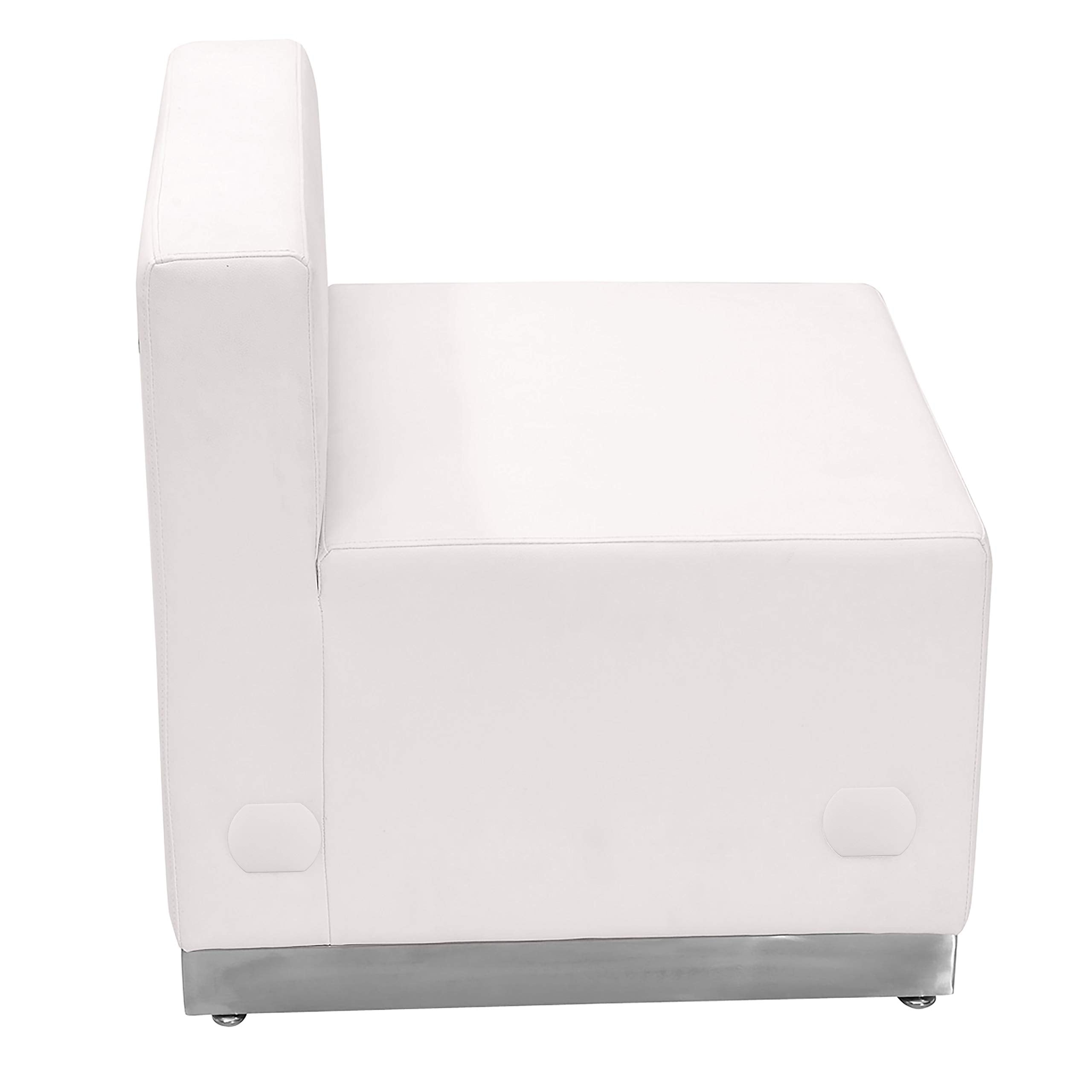 Flash Furniture HERCULES Alon Series White LeatherSoft Chair with Brushed Stainless Steel Base