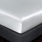 Homiest White Satin Fitted Sheet Twin Xl Size Fitted Bed Sheet, Deep Pocket Fitted Sheet Only, Luxury & Ultra Soft Bedding Fitted Sheet Single Bottom Bed Sheets Sold Separately