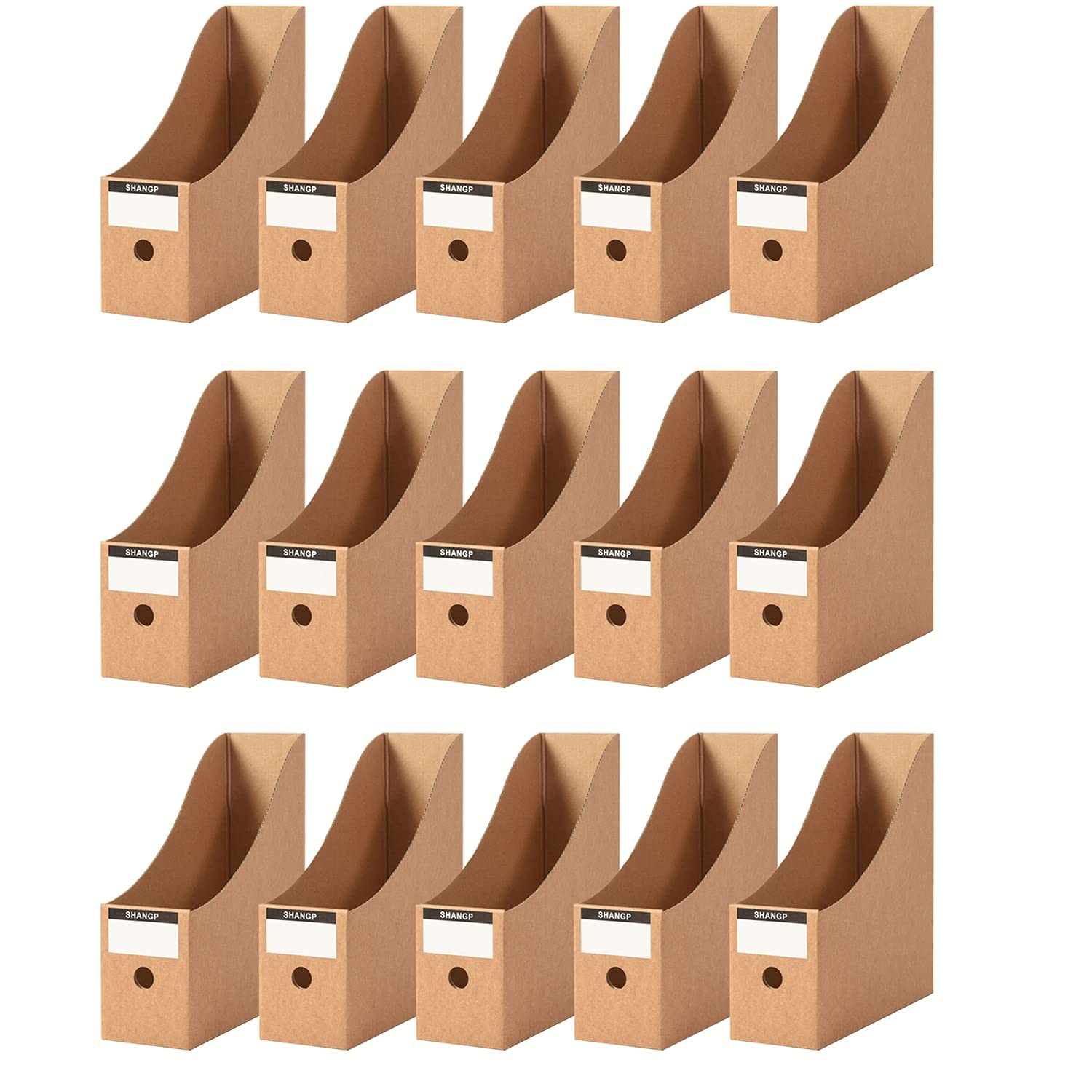 Foldable Desk File Holder Organizer Sturdy Cardboard Magazine Storage Box Document Rack With Blank Label Stickers For Home Schoo