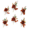 Lings Moment Terracotta Boutonniere for Men (Set of 6), Orange Groom Groomsmen Boutonniere for Wedding,Prom,Homecoming, etc.