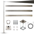 Colourtree 12Ft Stainless Steel Pole With Base Plate & Height-Adjustable Mounting Clamp - Easy Installation Sun Shade Sail Pole