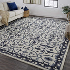 HomeRoots 513677 10 x 14 ft. Taupe & Gray Wool Floral Hand Tufted Handmade Stain Resistant Rectangle Area Rug