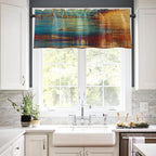 Emvency 2 Pack Valances Window Treatments, Blue And Orange Vintage Messy Rust Blackout Drapes Adjustable Curtain Valances For Wi