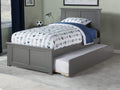 AFI, Madison Twin XL Platform Bed with Matching Footboard, Twin XL Trundle, and Attachable USB Charger, Grey