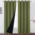 LEMOMO Olive Green Thermal 100% Blackout Curtains/52 x 95 Inch/Set of 2 Panels Room Darkening Curtains for Bedroom and living ro