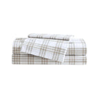 Eddie Bauer - Full Sheet Set, Cotton Percale Bedding Set, Super Soft And Cozy Home Decor, Oeko-Tex Certified (Basic Plaid Beige, Full)