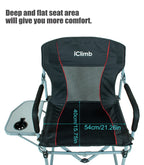 Iclimb Heavy Duty Compact Camping Folding Mesh Chair With Side Table And Handle (Black)