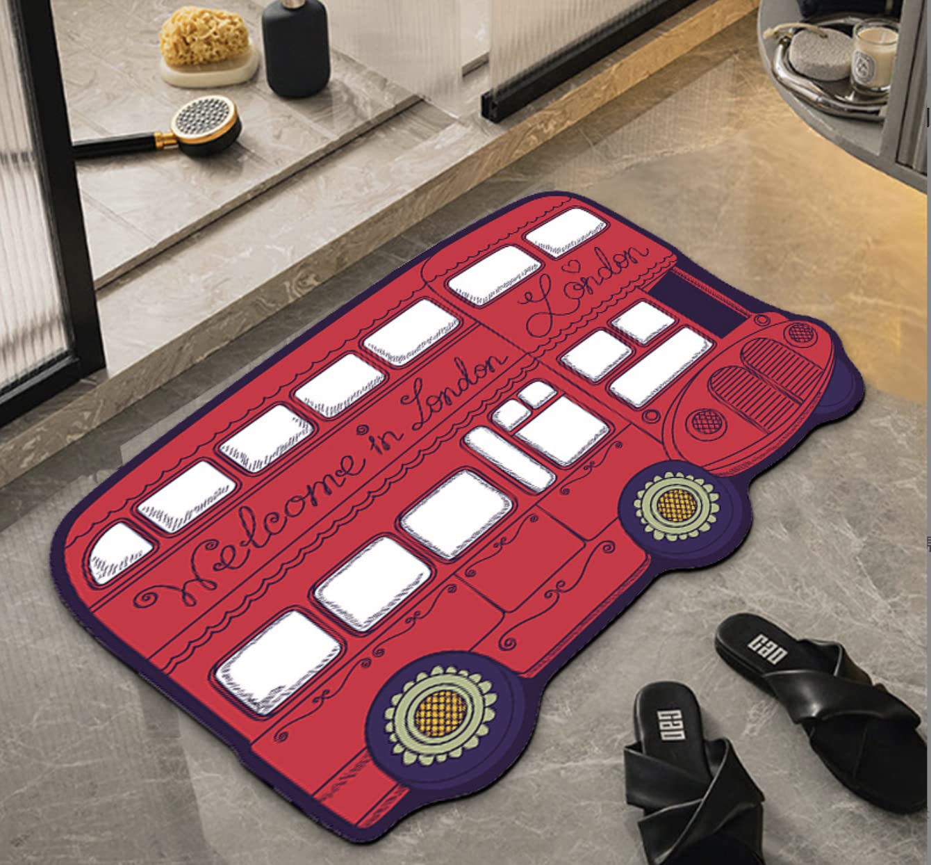KolorFish Adorable Bath Rug, Super Absorbent Bathroom Mat, Quick Dry Floor Mat Cute Animal Area Rug Soft Anti Slip Mat for Bathr