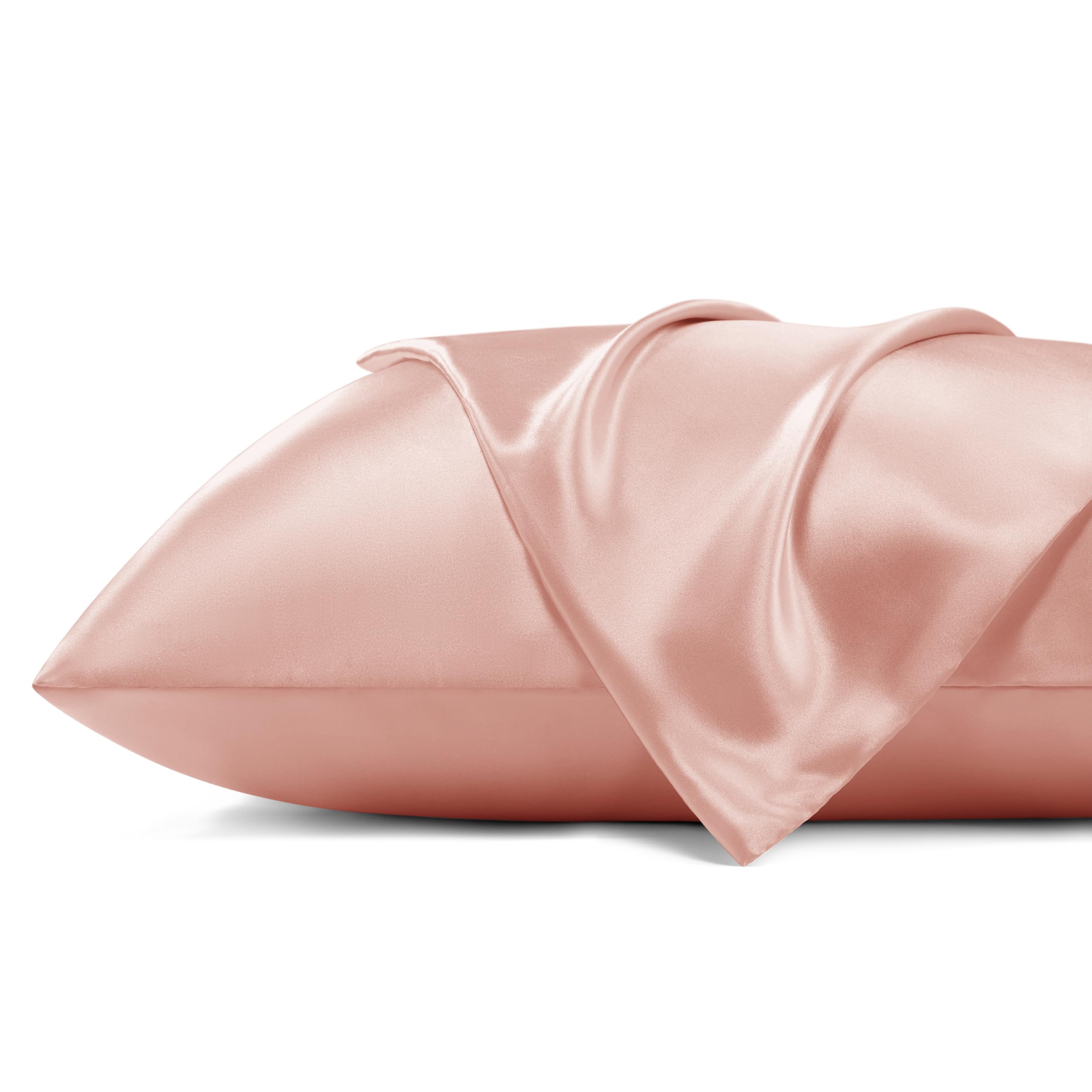 Bedsure Satin Pillowcase For Hair - Coral Satin Pillow Cases Standard Size With Zipper 2 Pack, Similar To Silk Pillow Cases For