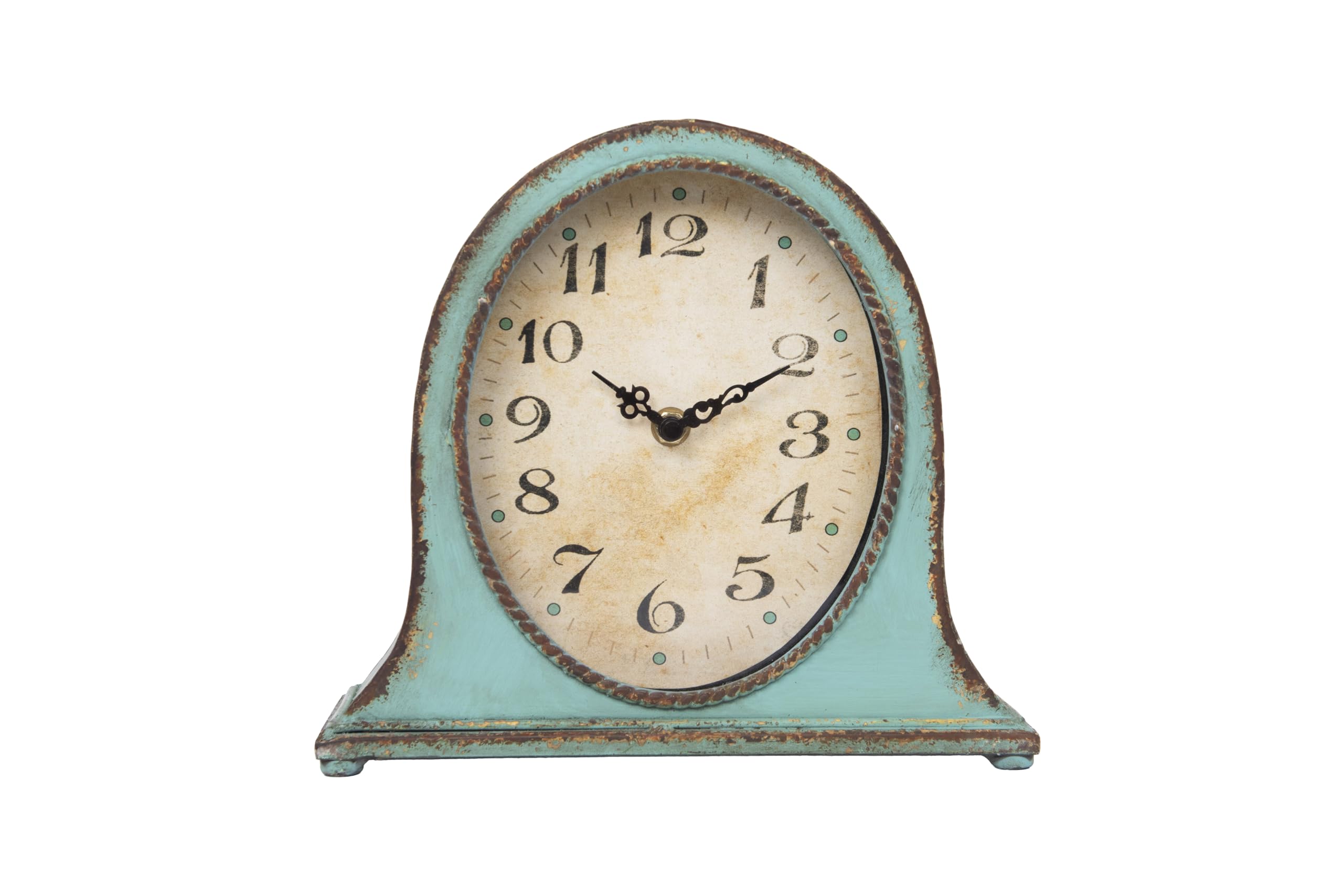 Creative Co-Op Metal Mantel Clock with Aqua Finish