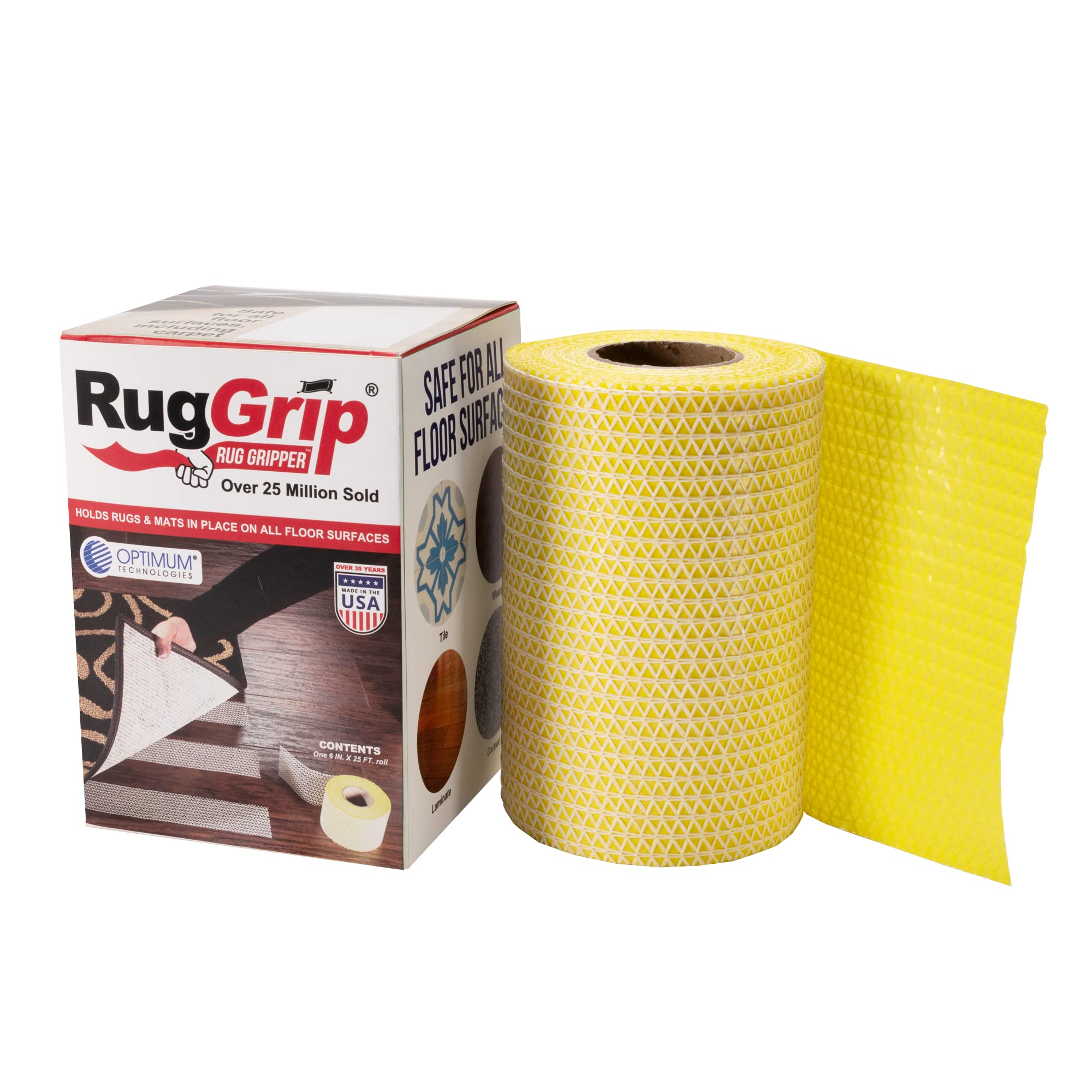 Optimum Technologies Lok Lift Rug Gripper for Large Rugs, 6 Inch by 25 Feet. The Original Slip Resistant Rug Solution