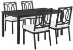 Crosley Furniture Chambers 5-Piece Outdoor Dining Set for 4, Patio Table and Chairs for Backyard, Deck, Matte Black with Creme Cushions
