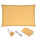 Eden'S Decor Straight Flat-Edged Sun Shade Sail Rectangular 11' X 14' Wheat Uv-Blocking Outdoor Canopy Fabric Cloth Awning For P
