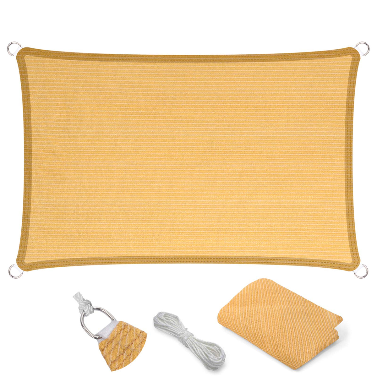 Eden'S Decor Straight Flat-Edged Sun Shade Sail Rectangular 8' X 20' Wheat Uv-Blocking Outdoor Canopy Fabric Cloth Awning For Pe