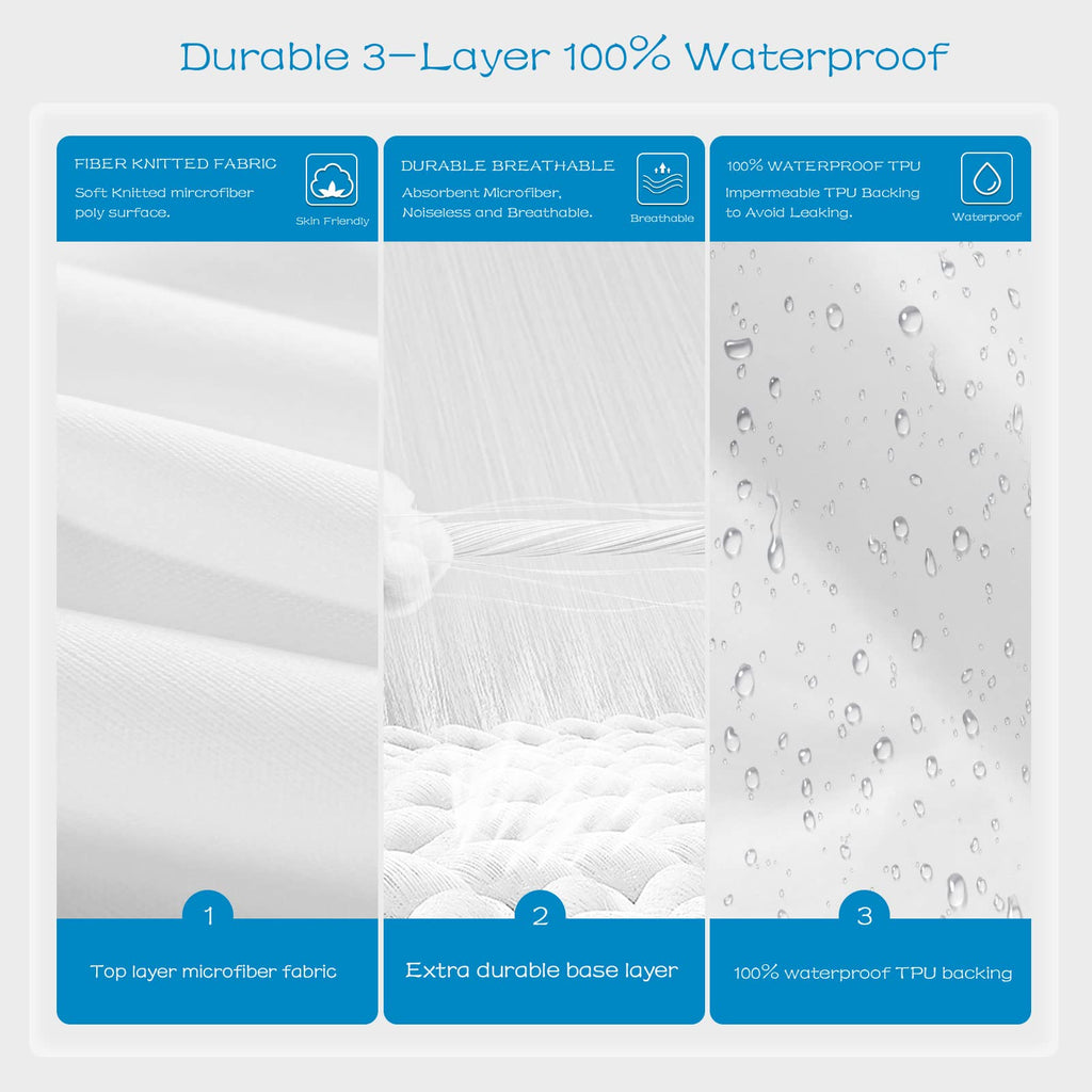 Grt 1 Pack 100% Waterproof Mattress Protector Cal King Size, Breathable & Noiseless Waterproof Mattress Cover Fitted Deep Pocket