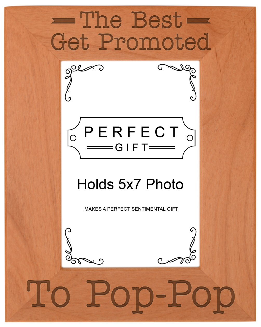ThisWear Gift for Grandpa Best Get Promoted to Pop-Pop Natural Wood Engraved 5x7 Portrait Picture Frame Wood