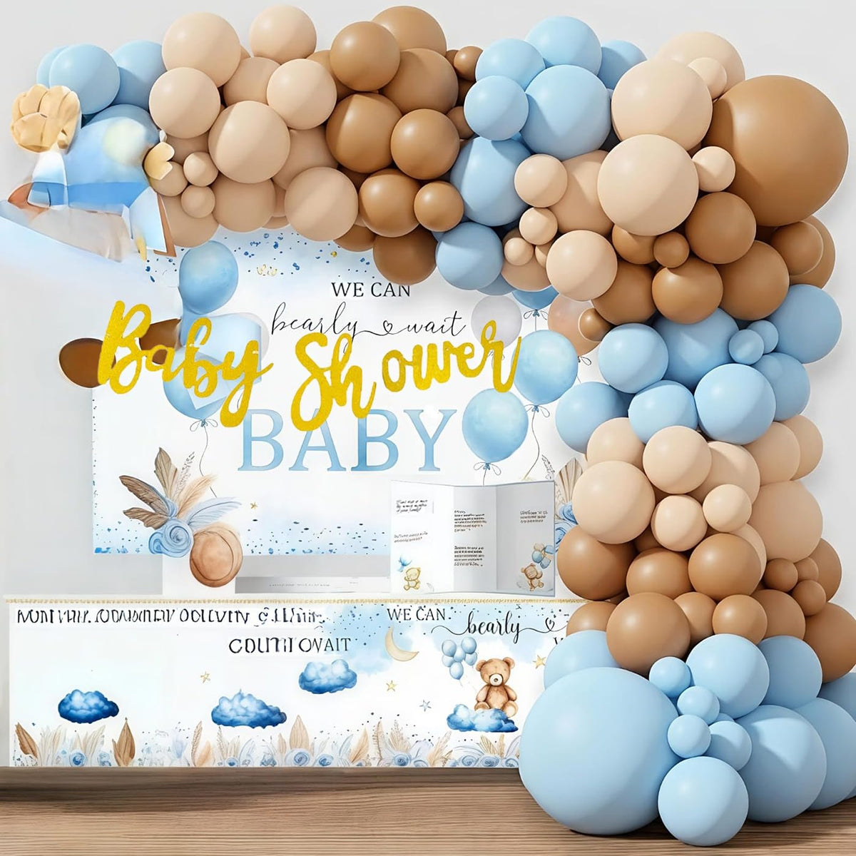 PartySanthe Baby Shower Decorations Party Supplies, We Can Bearly Wait Baby Shower Decoration, Backdrop Balloon Arch Box set 86p