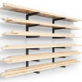 YYR Wood Organizer and Lumber Storage Rack Wall Mount, Heavy Duty Metal Shelf with 6-Level Holds Up 1200 LBS, Indoor & Outdoor U