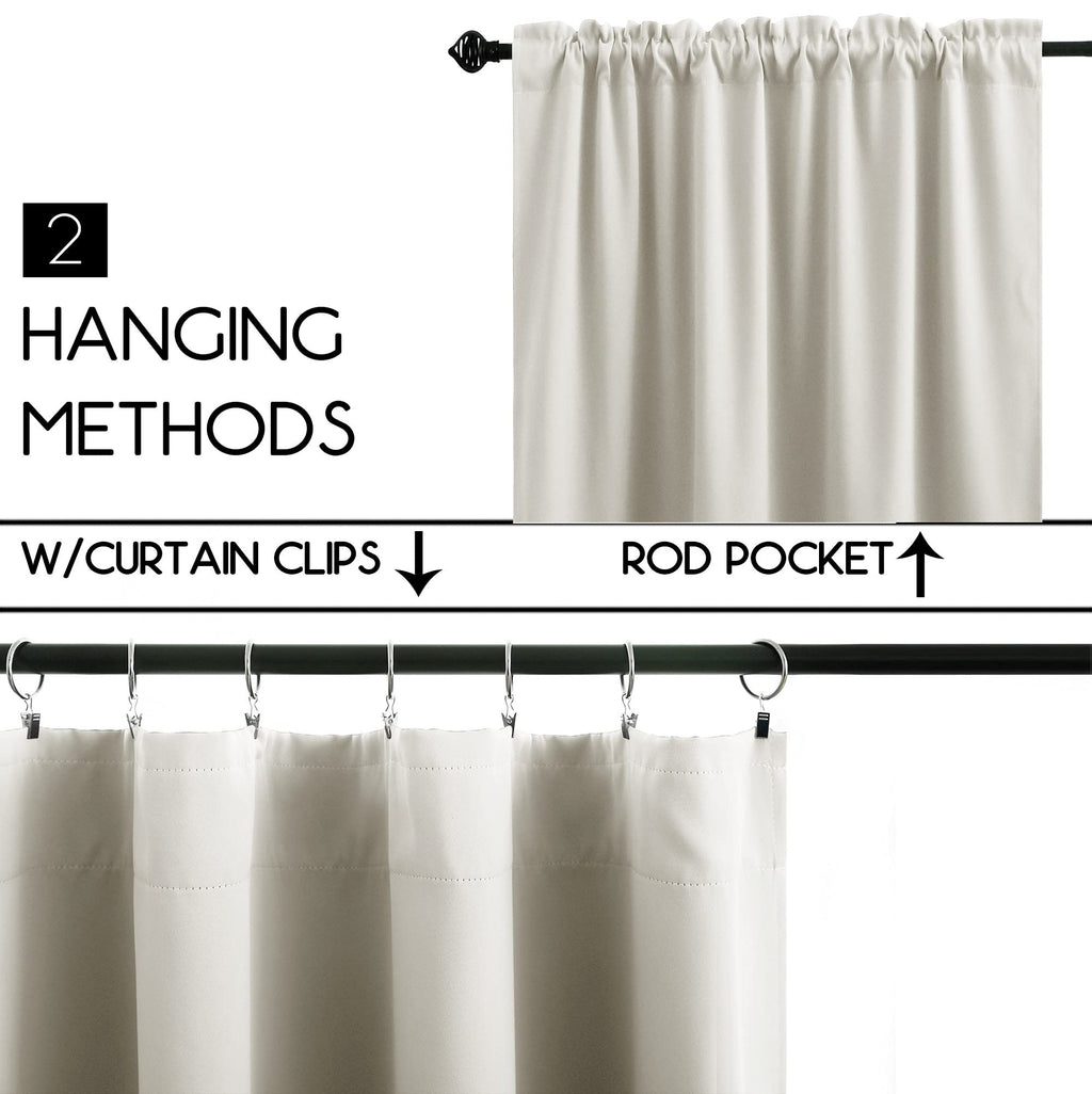 Koufall Kitchen Curtains Cafe Curtain Tiers Short Blackout Small Curtains For Bathroom Window Wide 34 X 30 Length Cream White Beige