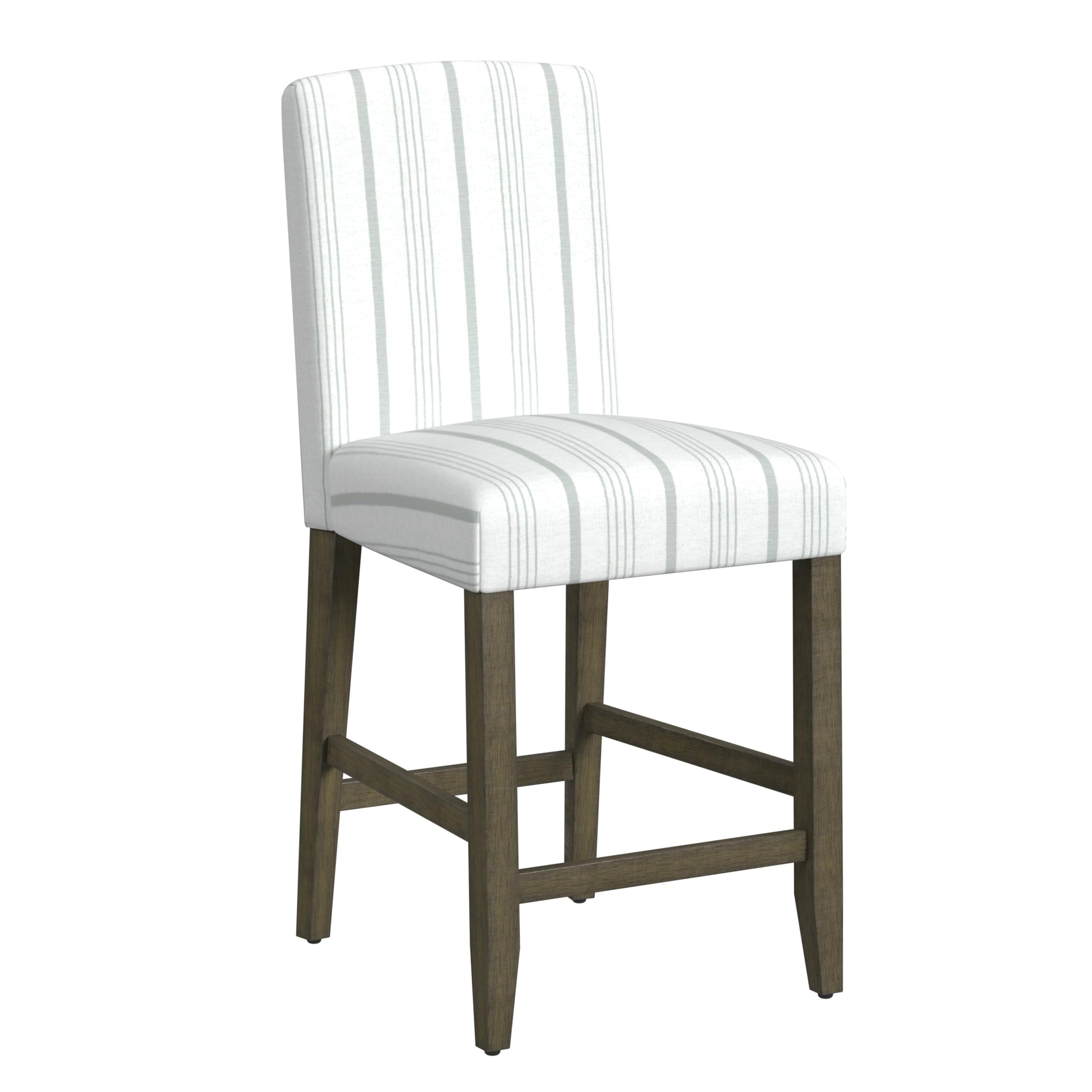 HomePop Curved Back 24 Barstool - Dove Gray Stripe