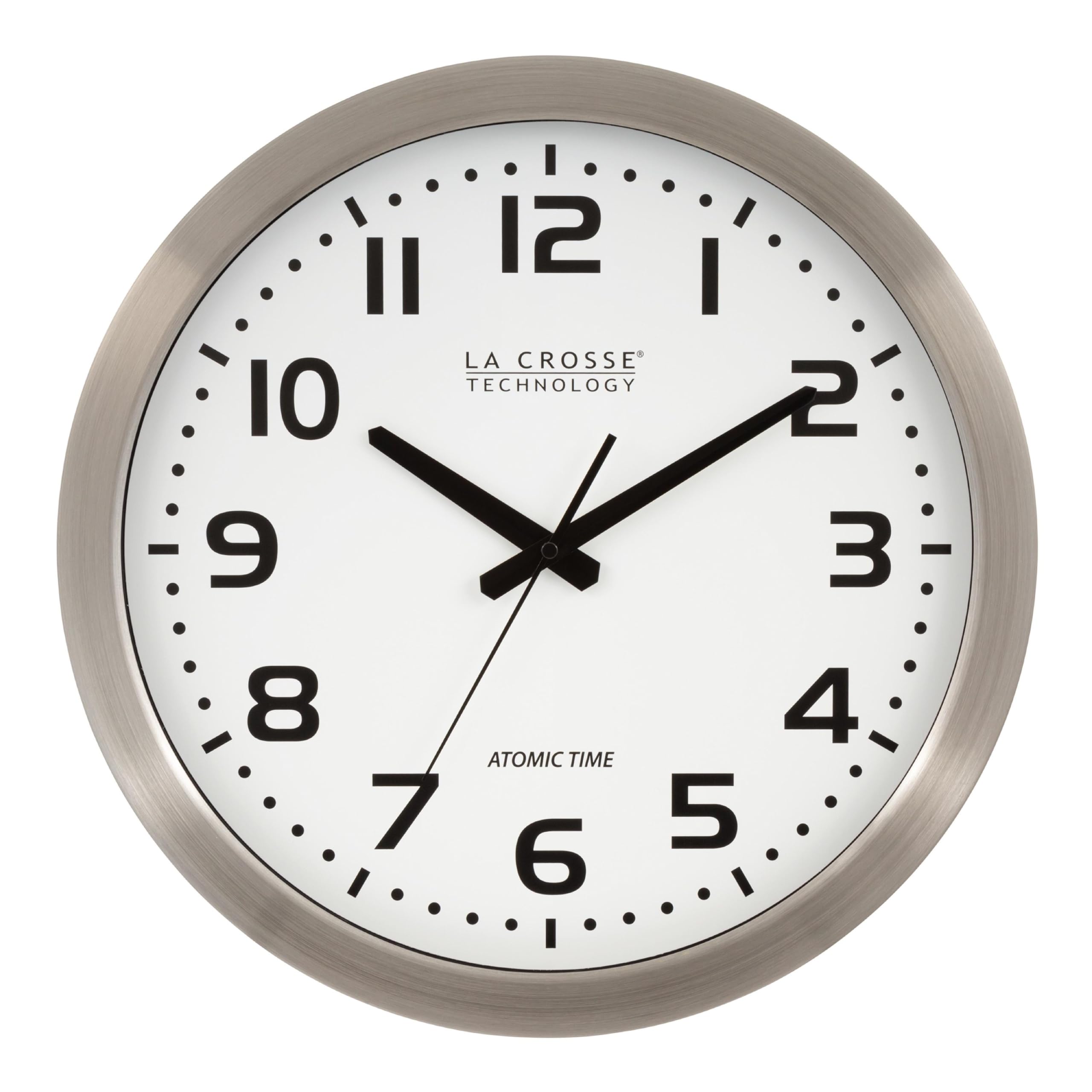 La Crosse Technology WT-3161WH 16 Inch Stainless Steel White Dial Atomic Clock