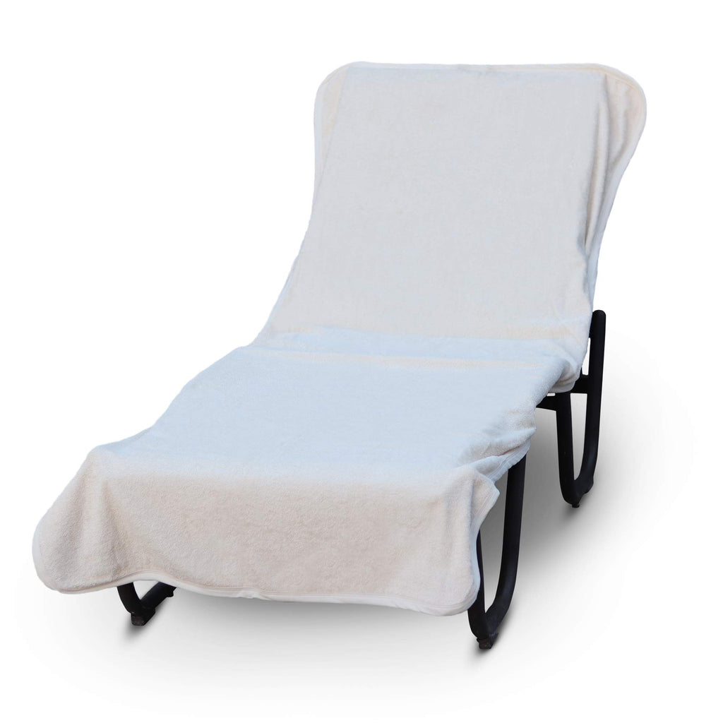 Luxury Hotel & Spa Towel Pool Chair Cover 100% Cotton, Soft Ring-Spun Cotton,Standard Size 90' X 29'(Plain, White)