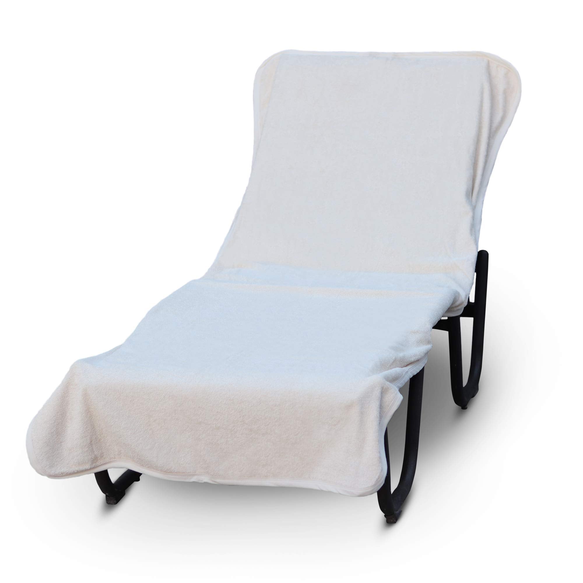 Luxury Hotel & Spa Towel Pool Chair Cover 100% Cotton, Soft Ring-Spun Cotton,Standard Size 90' X 29'(Plain, White)