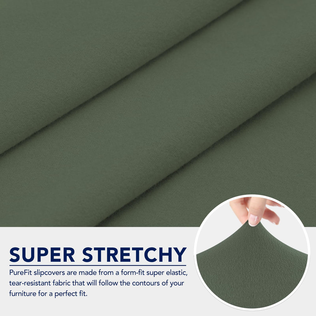 Purefit 100% Dual Waterproof Couch Cover Slipcovers For Couches And Sofas - Stretch Non Slip Fleece Sofa Covers Washable, Leakproof Furniture Protector For Kids, Pets, Dog (Chair, Greyish Green)