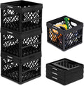 CleverMade Collapsible Milk Crate, Obsidian, 3PK - 25L (6 Gal) Stackable Storage Bins, Holds 50lbs Per Bin - Clevercrates are He