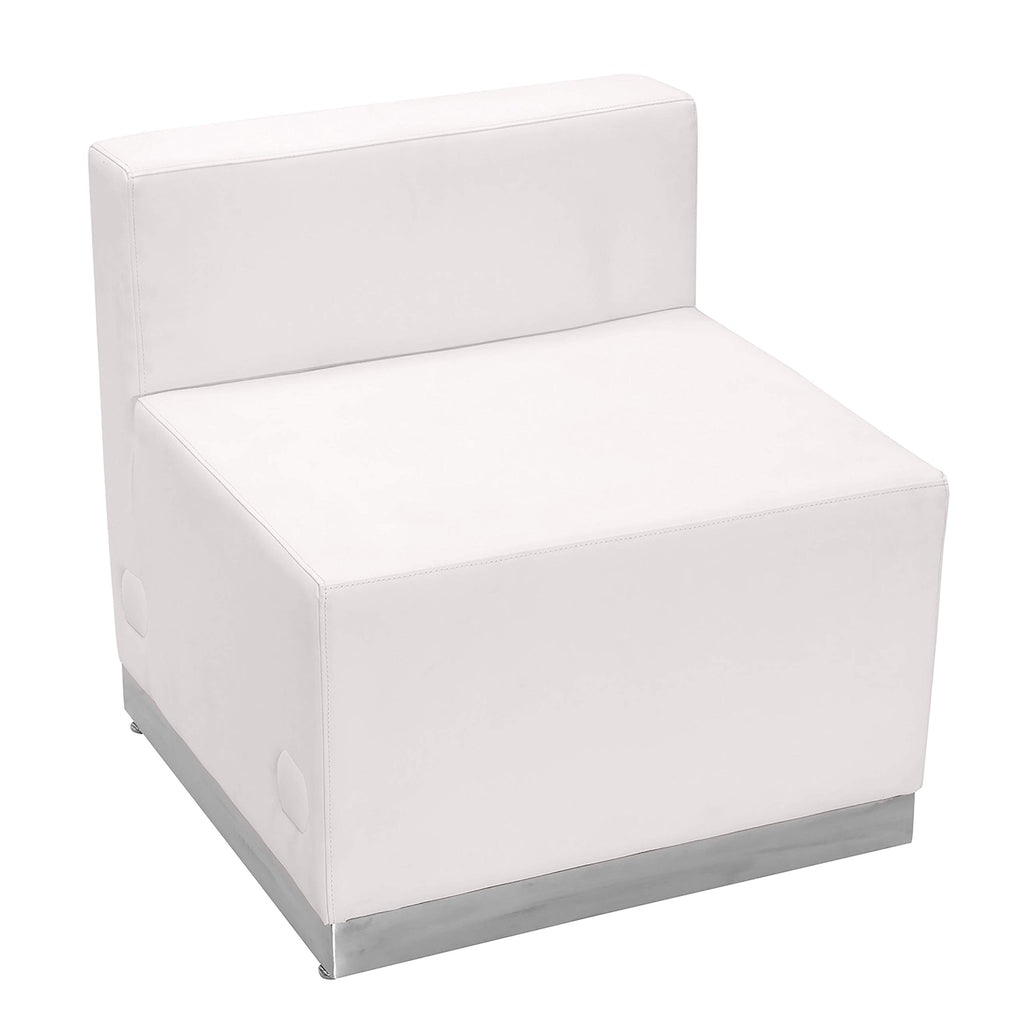 Flash Furniture HERCULES Alon Series White LeatherSoft Chair with Brushed Stainless Steel Base