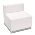 Flash Furniture HERCULES Alon Series White LeatherSoft Chair with Brushed Stainless Steel Base