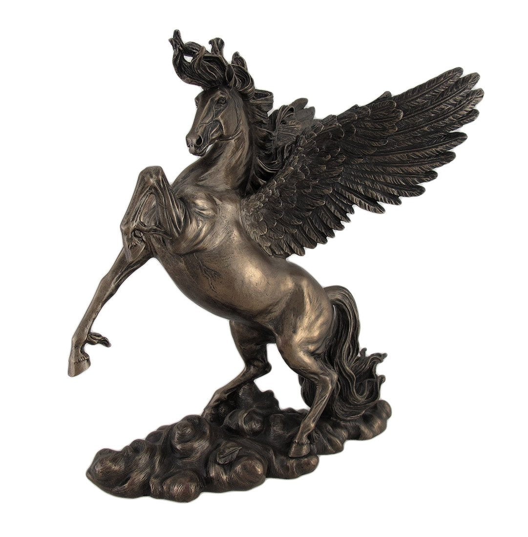 US Bronzed Finish Winged Horse Pegasus Statue Amazing Detail