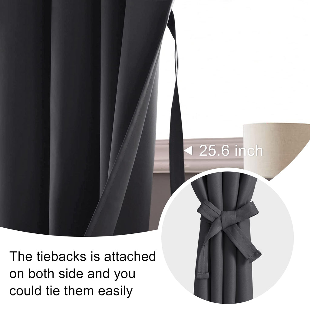 Jiuzhen Blackout Curtains For Bedroom - 60 Inch Extra Wide Thermal Insulated Room Darkening Privacy Soundproof Curtains For Living Room/Dorm Room, Set Of 2 Panels, 60 X 72 Inches, Dark Grey