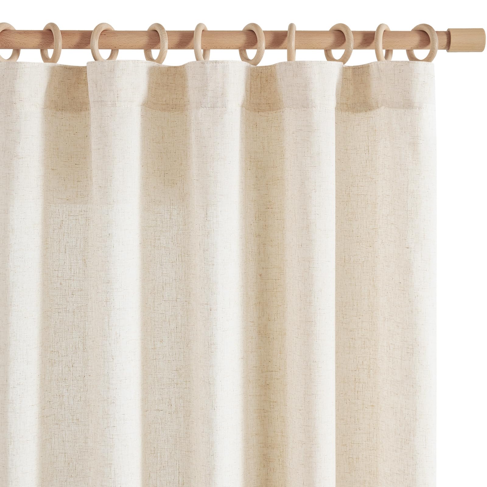 jinchan Soft Linen Curtains, Natural Curtains 84 Inches Long, Crude Light Filtering Farmhouse Curtains for Living Room Bedroom, 
