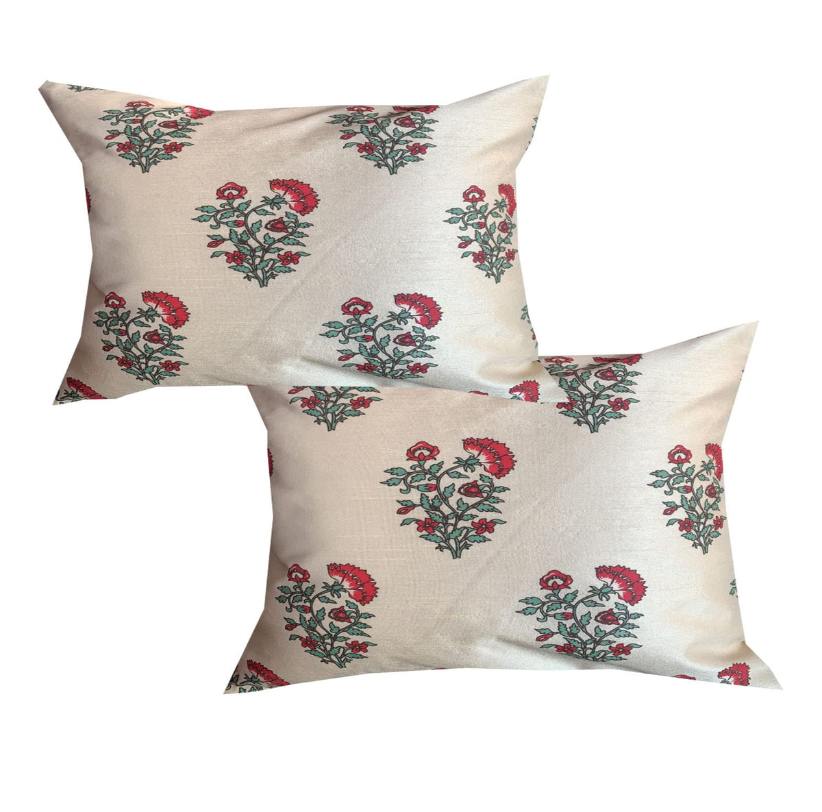 Pinkparrot Dupion Silk Cushion Covers,12X18 Inch Set Of 2 Pcs