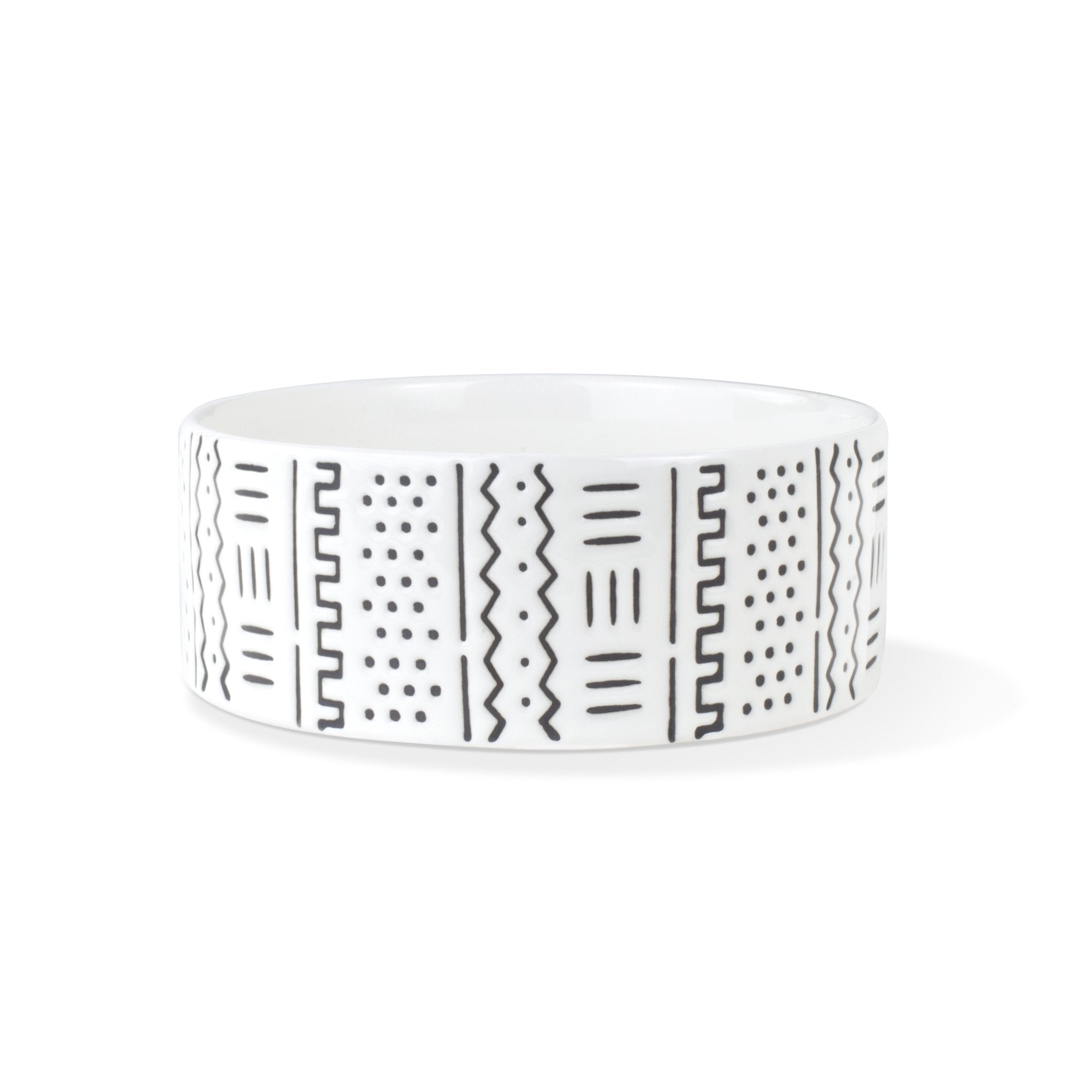 FRINGE STUDIO Mudcloth White Medium Straight Bowl