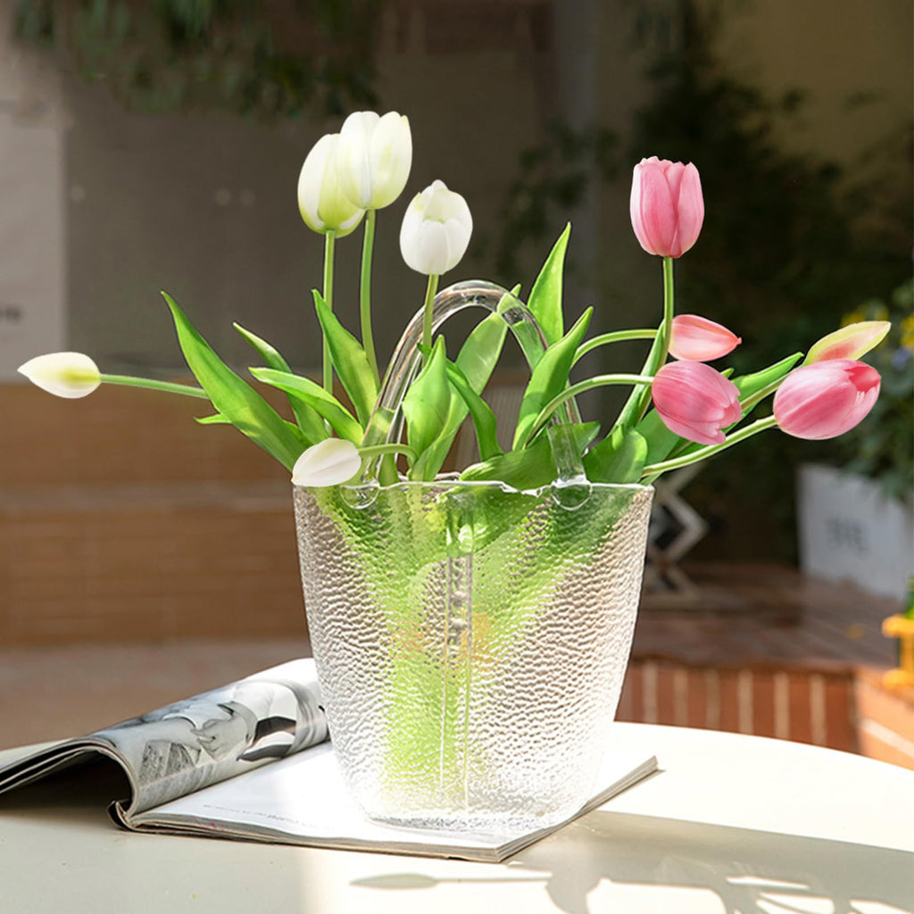 Beferr 10Pcs White Tulips Artificial Flowers Faux Tulip Real Touch Tulip Fake Flowers Bouquets