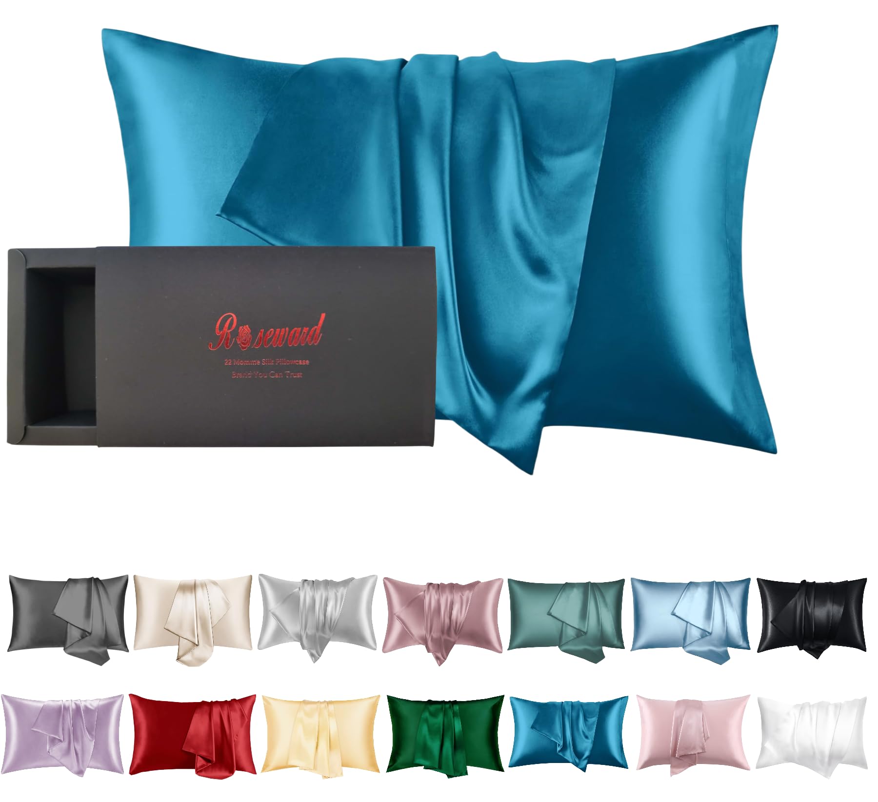 Pure Silk Pillowcase For Hair And Skin Made In Usa, 22 Momme Real Silk Pillow Case With Zipper, 6A Grade Organic Silk, Cooling,