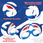 Liliful 32 Pcs Shark Party Eyeglasses Kids Shark Paper Eyeglasses Shark Themed Party Paper Glasses Shark Paper Glasses Photo Boo