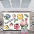 VISMII Cute Flowers Bath Mat, 3D Visual AntiSlip Absorbent Mat Super Absorbent Diatom Mud Soft Diatomite Bath Mat for The Bathr