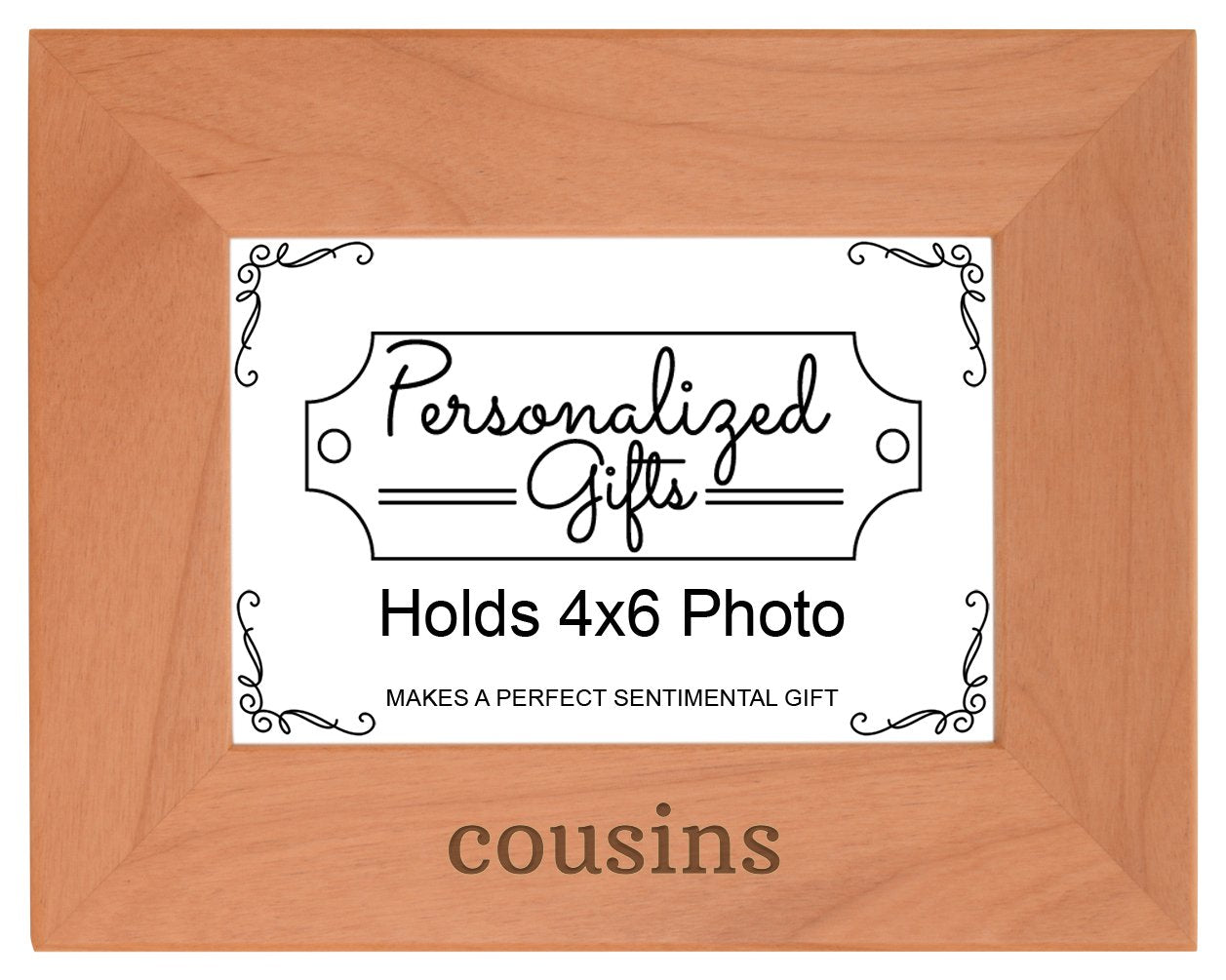 Personalized Gifts Cousins Gift Aunt and Uncle Family Natural Wood Engraved 4x6 Landscape Picture Frame Wood