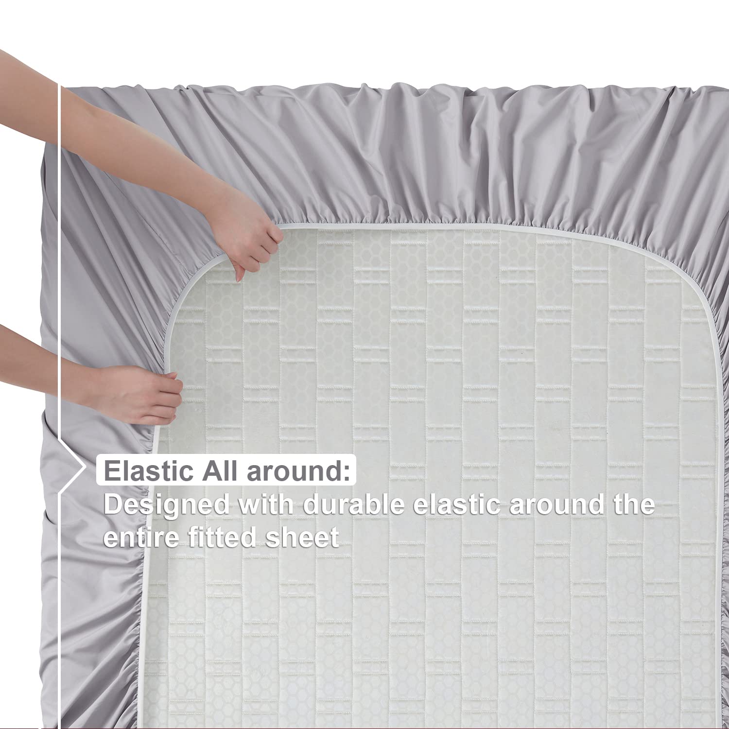 Nestl King Size Sheets Set - 4 Piece King Sheets, Deep Pocket, Hotel Luxury, Extra Soft, Breathable And Cooling, Grey Lavender King Bed Sheets