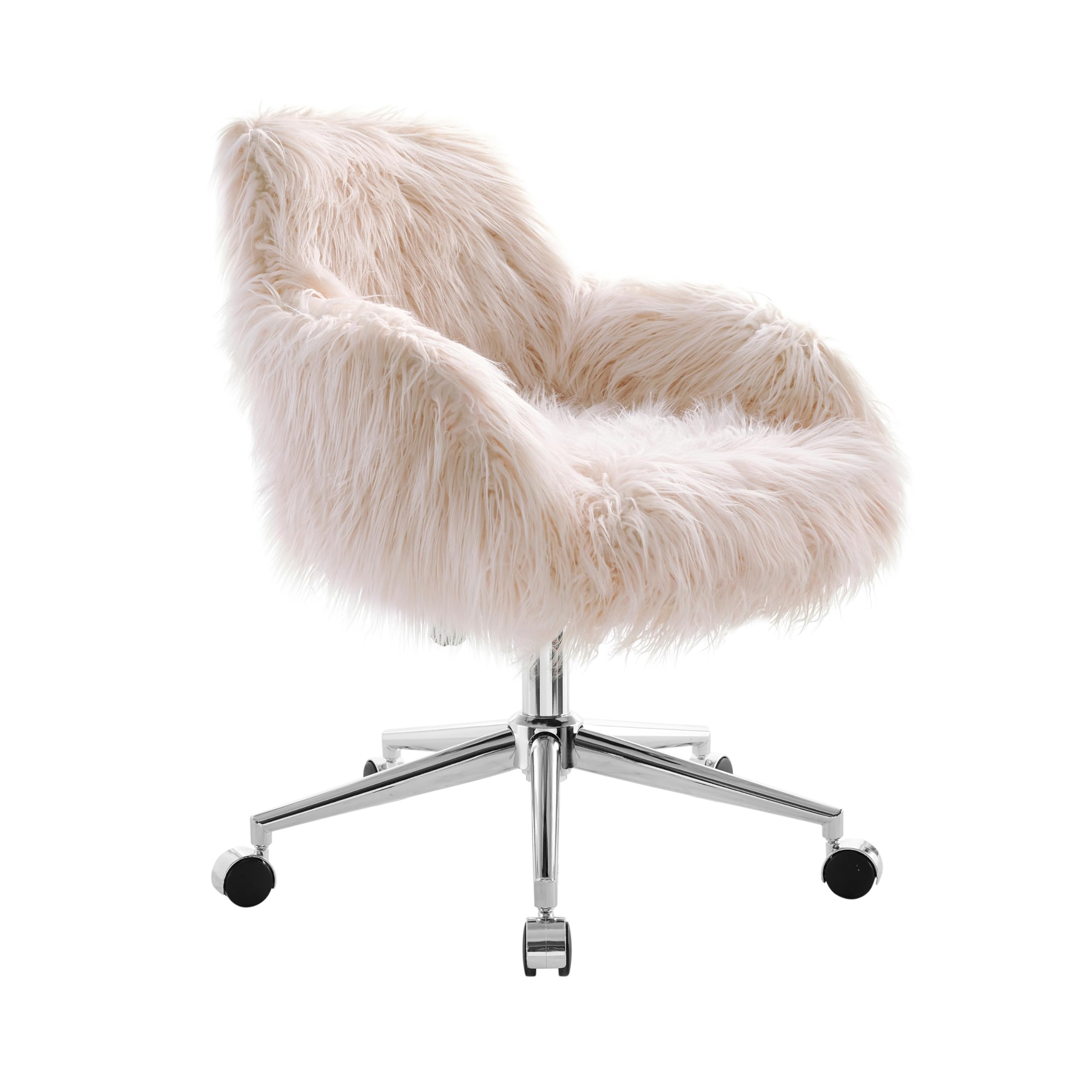 Linon Fiona Chrome Base Office Chair, Metal, 23.5W x 22D x 31-35H