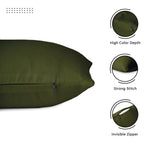 Cotton Canvas Throw Pillow Covers By Encasa Pack Of 2 Leaf Green 18'X18' No Insert With Hidden Zipper | Decorative Cushion Cov